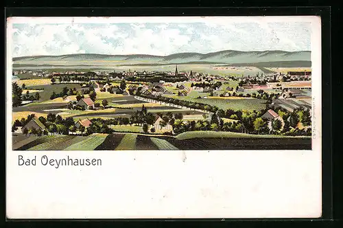 Lithographie Bad Oeynhausen, Totalansicht der Gemeinde