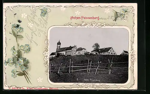 AK Hohen-Peissenberg, Ortsansicht mit Kirche