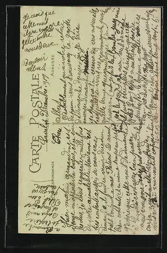 Künstler-AK Griff: Mann mit Stock und Hut und Frau mit Haube