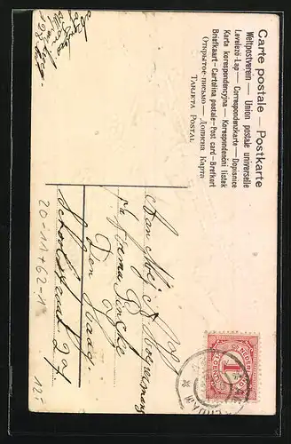 Präge-AK Amor mit Buchstabe A