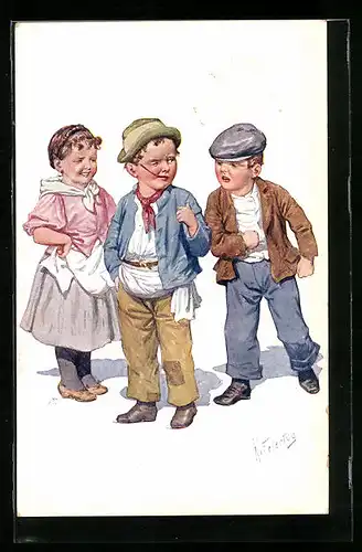 Künstler-AK Karl Feiertag: Kinder im Konflikt