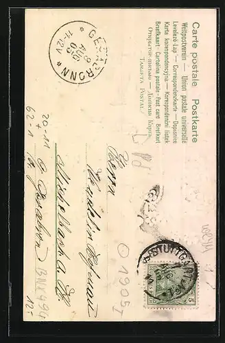 Präge-AK Amor mit Buchstabe R