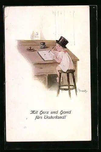 Künstler-AK Elly Frank: Mit Herz und Hand fürs Vaterland