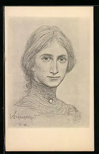 Künstler-AK Fidus: Vergangenheit, Junge Frau mit grossen Augen