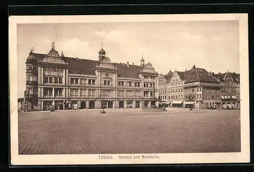 AK Torgau, Rathaus und Marktseite