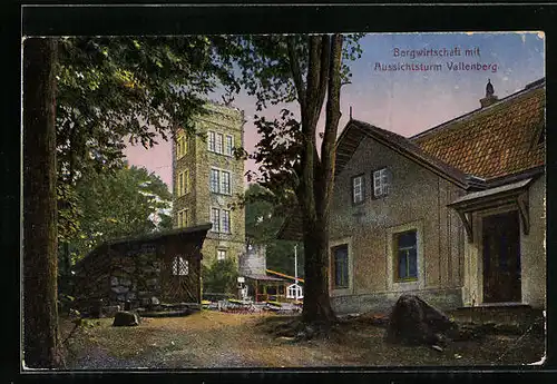 AK Valtenberg, Gasthaus Bergwirtschaft mit Aussichtsturm