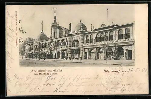 AK Düsseldorf, Arabisches Cafe, Strassenansicht