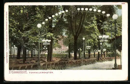 AK Düsseldorf, Gasthaus Tonhalle, Gartenansicht