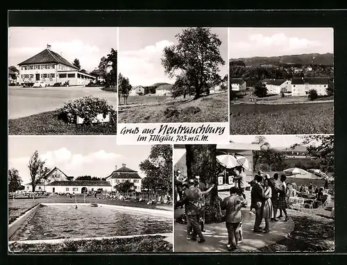AK Neutrauchburg /Allgäu, Tanzveranstaltung im Freien, Schwimmbad, Hotel
