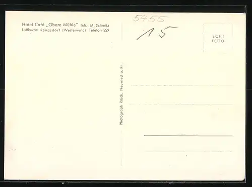 AK Rengsdorf /Westerwald, Hotel Cafe Obere Mühle