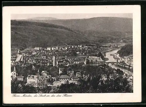 AK Hann. Münden, Ortsansicht aus der Vogelschau