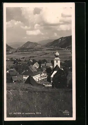 AK St. Peter ob Judenburg, Ortsansicht mit Blick ins Land