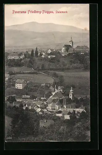 AK Friedberg-Pinggau, Panorama mit Gebirge im Hintergrund
