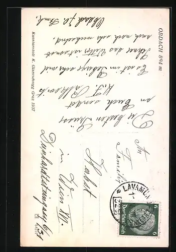 AK Obdach, Ortsansicht im Winter