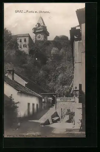 AK Graz, Partie mit Uhrturm