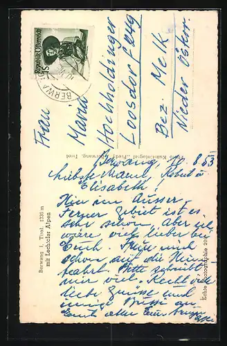 AK Berwang, Ortsansicht mit Lechtaler Alpen