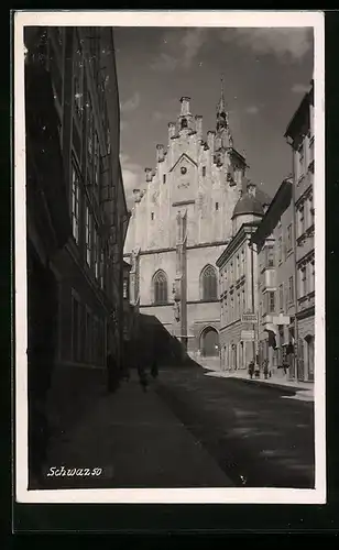 AK Schwaz, Strassenpartie mit Kirche