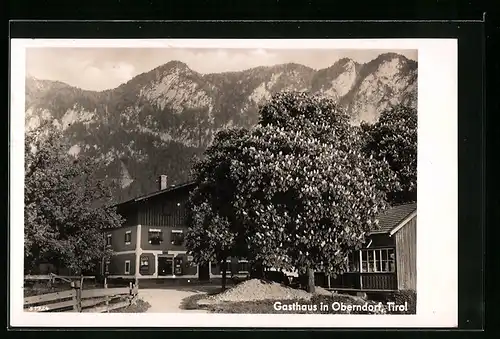 AK Oberndorf, Gasthaus mit Bergpanorama
