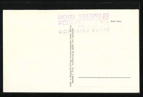 AK Plansee b. Reutte, Hotel Seespitze, Halle
