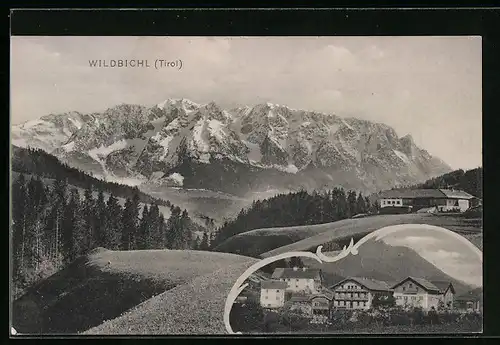 AK Wildbichl, Ortsansicht mit Bergpanorama