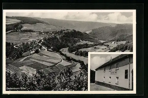 AK Dedenborn / Eifel, Gasthof zur Linde, Blick auf den Ort