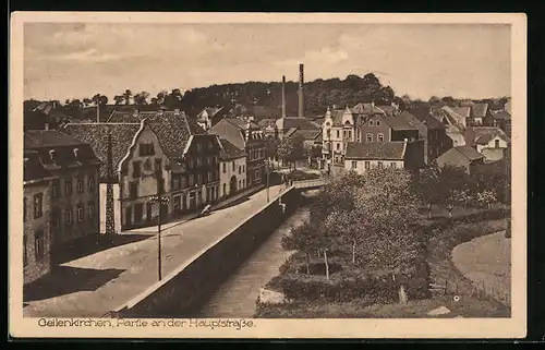 AK Geilenkirchen, Blick auf die Hauptstrasse mit Wohnhäusern