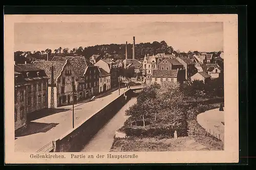 AK Geilenkirchen, Partie an der Hauptstrasse mit Wohnhäusern