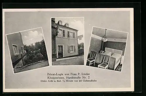 AK Königswinter, Privat-Logie von Frau P. Linder, Hardtstrasse Nr. 2