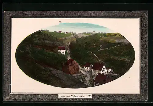 Passepartout-AK Volmarstein i. W., Ortsansicht aus der Vogelschau