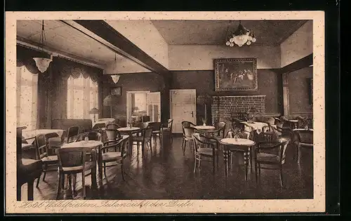 AK Schierke /Brocken, C. Schinkes Hotel Waldfrieden, Teilansicht der Diele