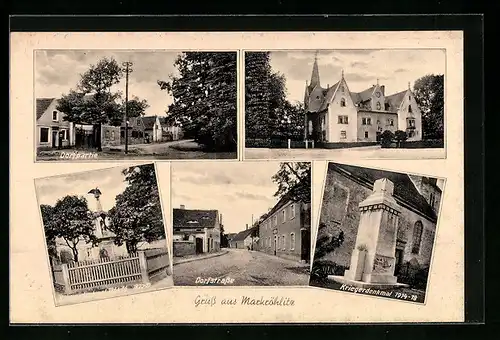 AK Markröhlitz, Dorfpartie, Rittergut, Kriegerdenkmäler, Dorfstrasse