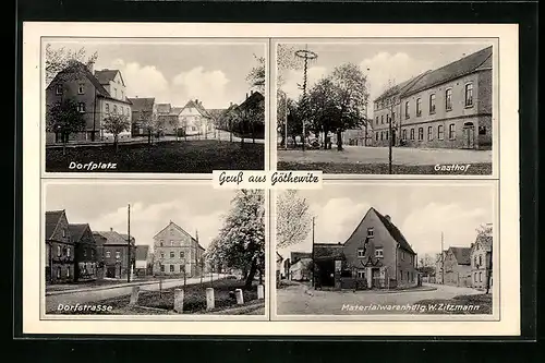AK Göthewitz, Dorfplatz, Dorfstrasse, Gasthof, Handlung W. Zitzmann