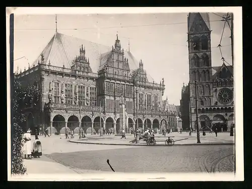 3 Fotografien unbekannter Fotograf, Ansicht Bremen, Rathaus und Marktplatz