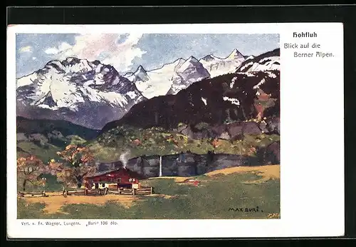 Künstler-AK Hohfluh, Blick auf die Berner Alpen