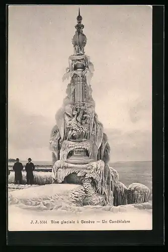AK Genève, Bise glaciale à Genève, Un Candélabre