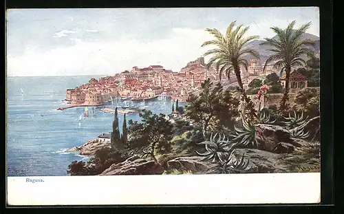 Künstler-AK Ragusa, Panorama