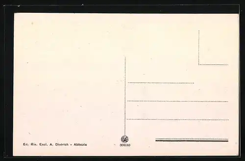 AK Abbazia, Ortspartie mit Brunnen