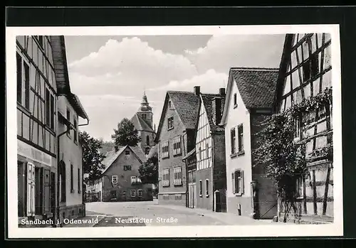 AK Sandbach i. Odenwald, Neustädter Strasse mit Geschäft