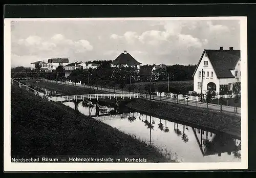 AK Büsum, Nordseebad, Hohenzollernstrasse mit Kurhotels