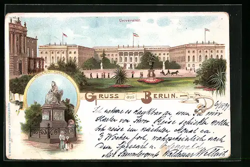 Lithographie Berlin, Universität, Kaiserin-Augusta