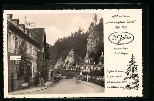 AK Rübeland /Harz, 50 Jahre Hotel zur grünen Tanne von Carl Pieper 1889-1939