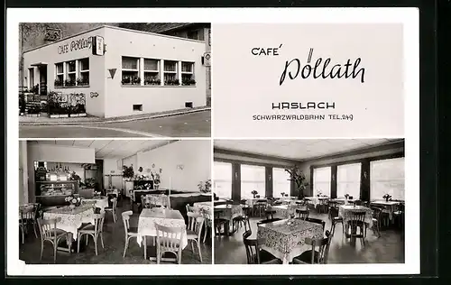 AK Haslach /Schwarzwaldbahn, Cafe Pöllath, Innenansichten