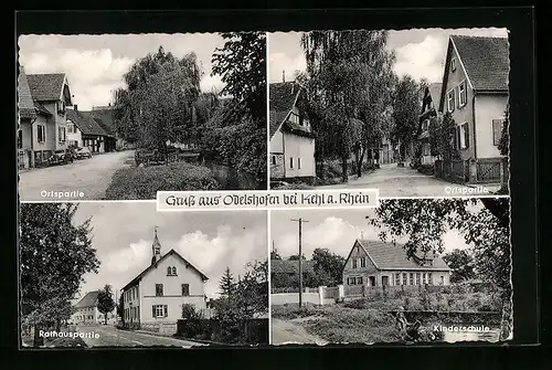 AK Odelshofen bei Kehl, Kinderschule, Rathauspartie, Ortspartie