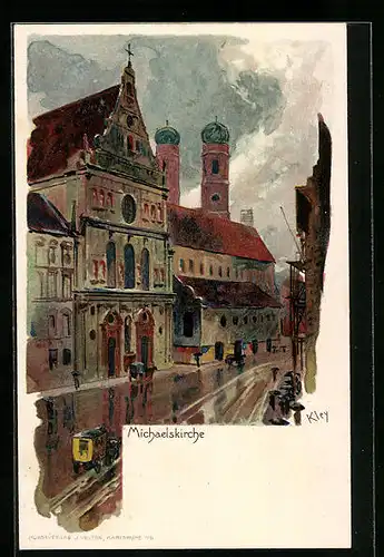 Künstler-AK Heinrich Kley: München, Ansicht der Michaelskirche