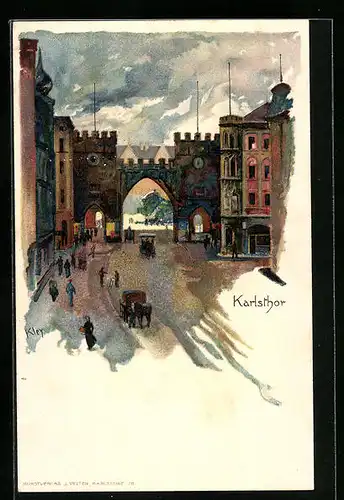 Künstler-AK Heinrich Kley: München, Partie am Karlsthor