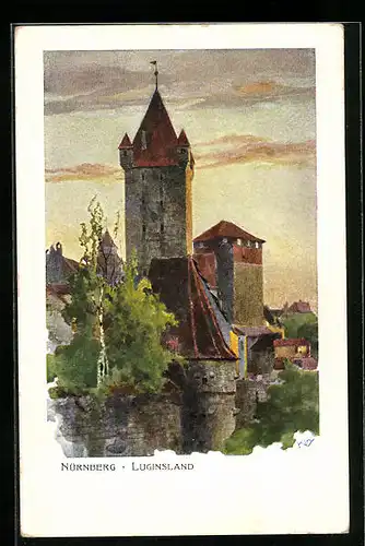 Künstler-AK Heinrich Kley: Nürnberg, Schloss Luginsland