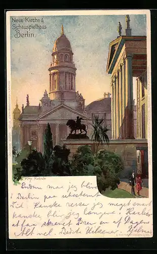 Künstler-AK Heinrich Kley: Berlin, Partie am Gendarmenmarkt