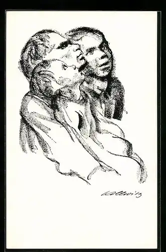 Künstler-AK Käthe Kollwitz: Familie mit Kind