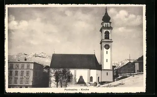 AK Pontresina, Kirche und Hotel Sabatz