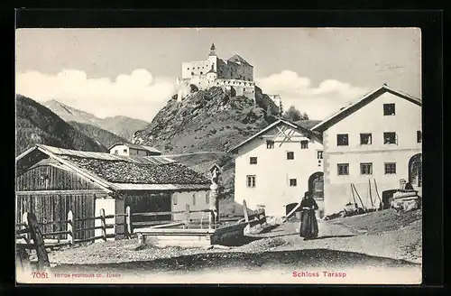 AK Tarasp, Ortspartie mit Schloss Tarasp